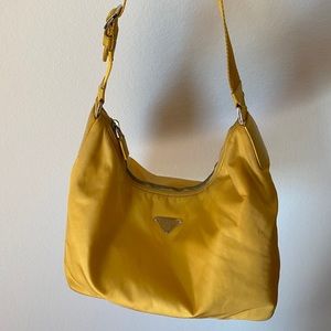 Prada nylon yellow hobo bag.
